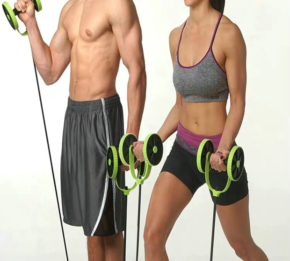 Fitness Home Ab Abdominal Power Wheel Roller Slide Tone Big Exercise Four Roller Set
