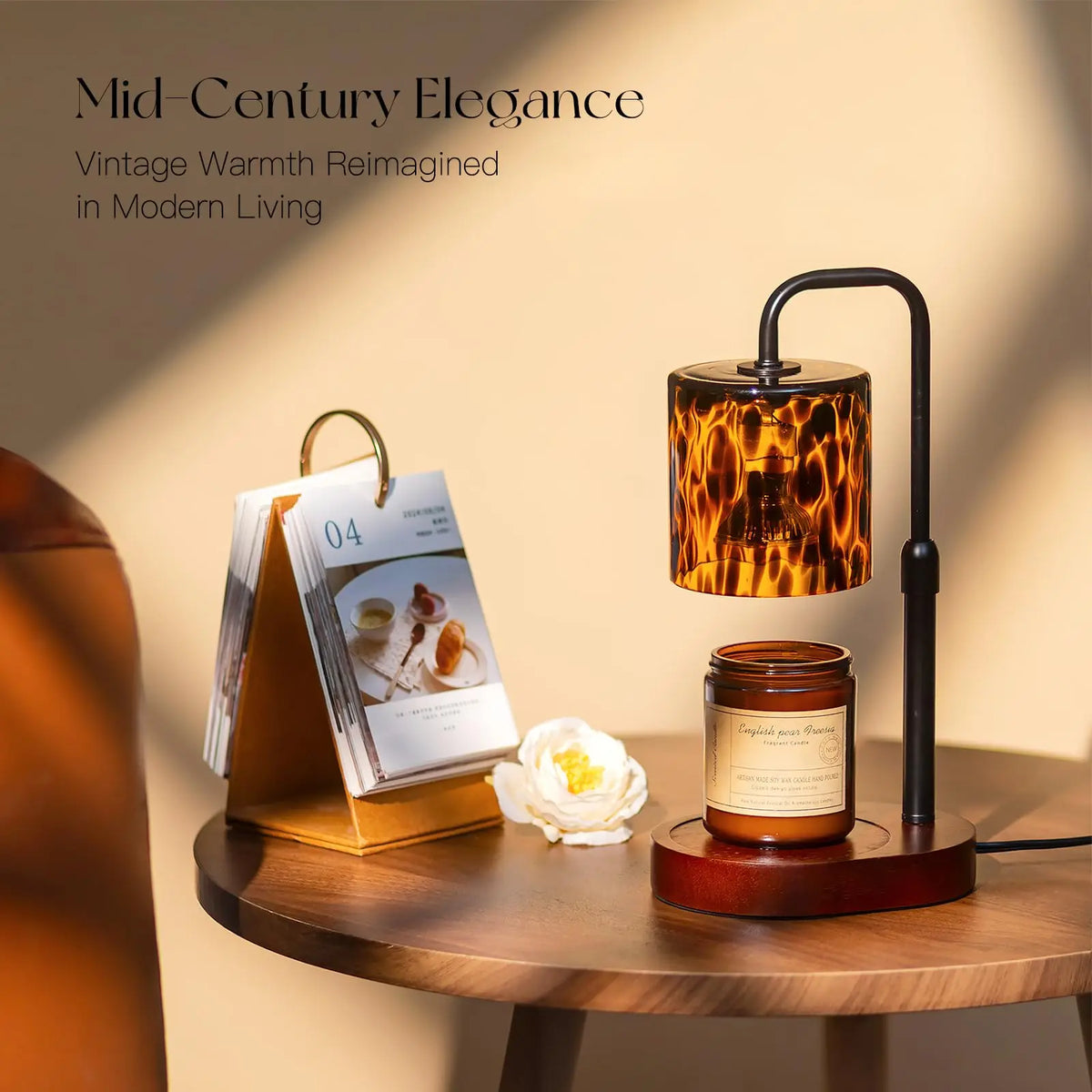 Tortoise Shell Glass Candle Warmer Lamp with Timer Dimmer Leopard Print Shade Adjustable