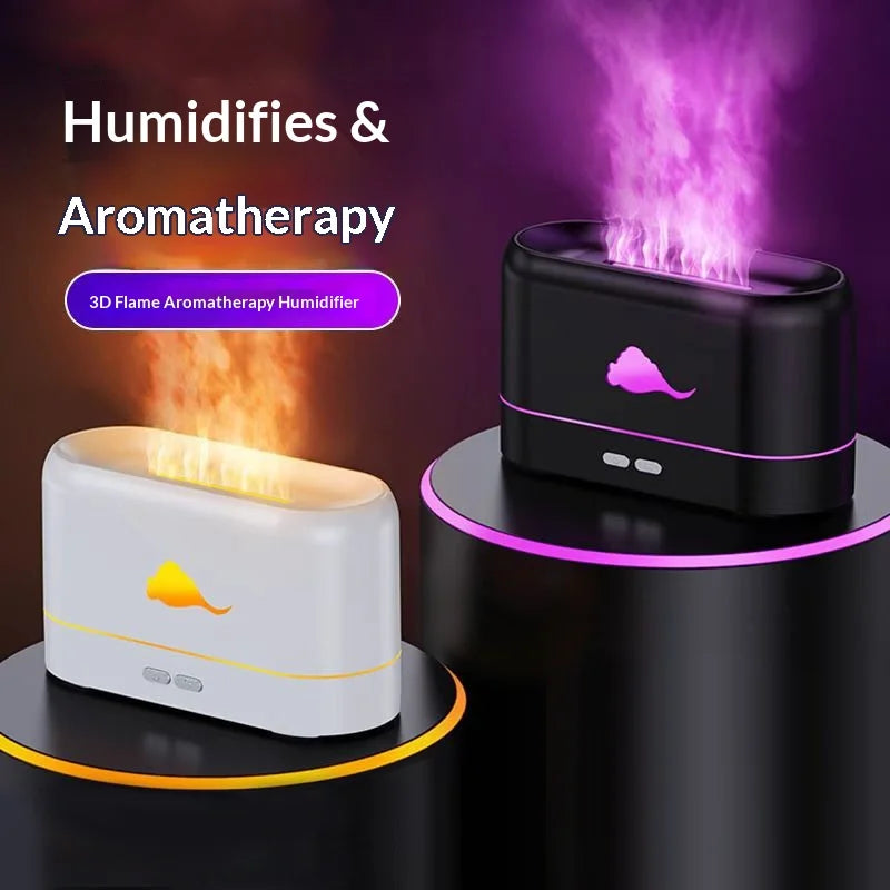 Ultrasonic Flame Humidifier USB 260ml Quiet Aromatherapy Diffuser Bedroom Lighting