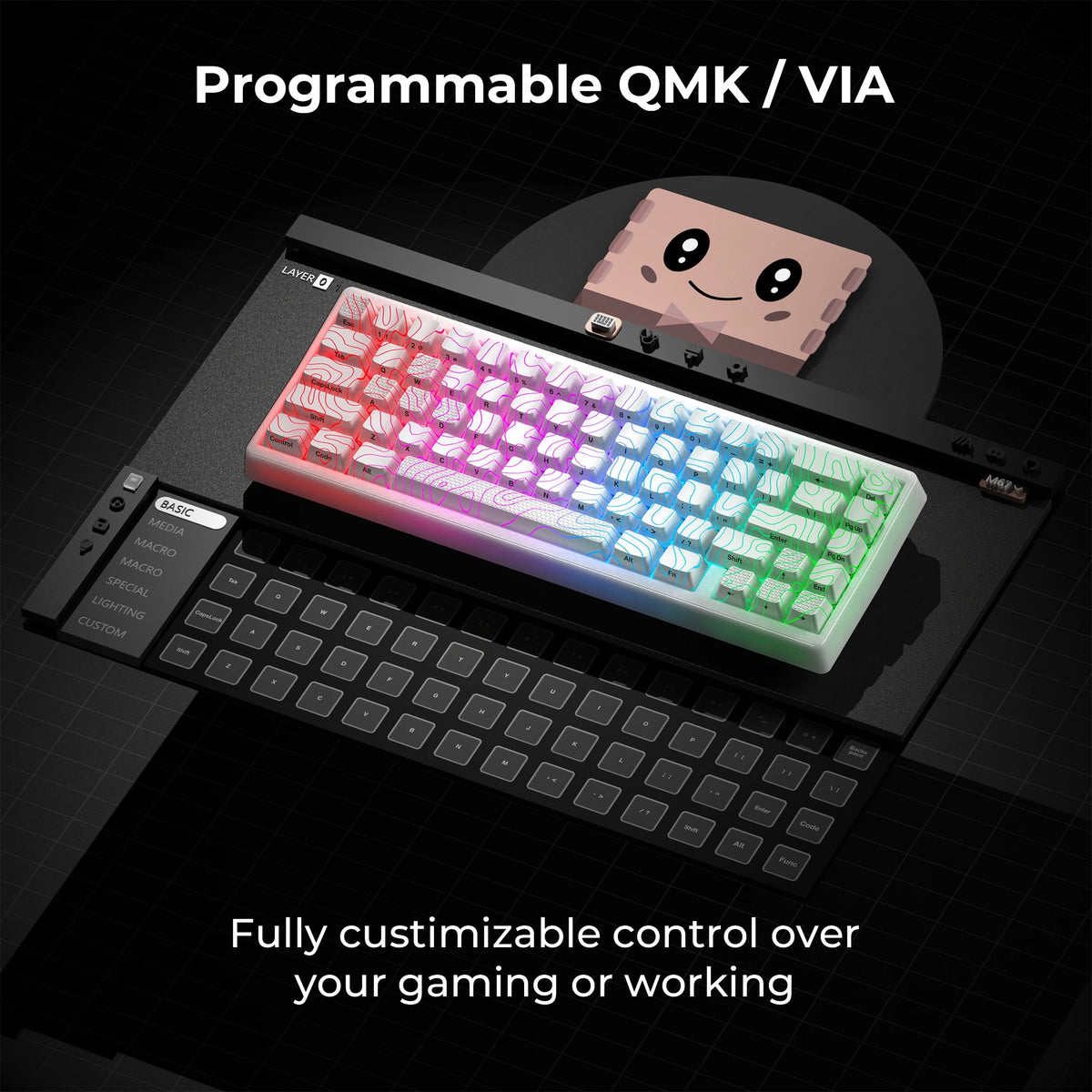 M67 JadeStone Mechanical Keyboard 65% Wireless 2.4G/USB-C Tri-Mode Hot Swappable Portable