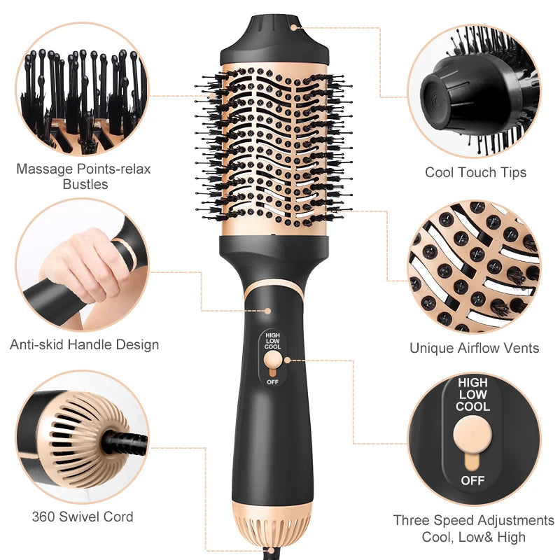 Professional 1000W Hot Ceramic 3 In 1 One Step Blow Hair Dryer Straightener And Styler