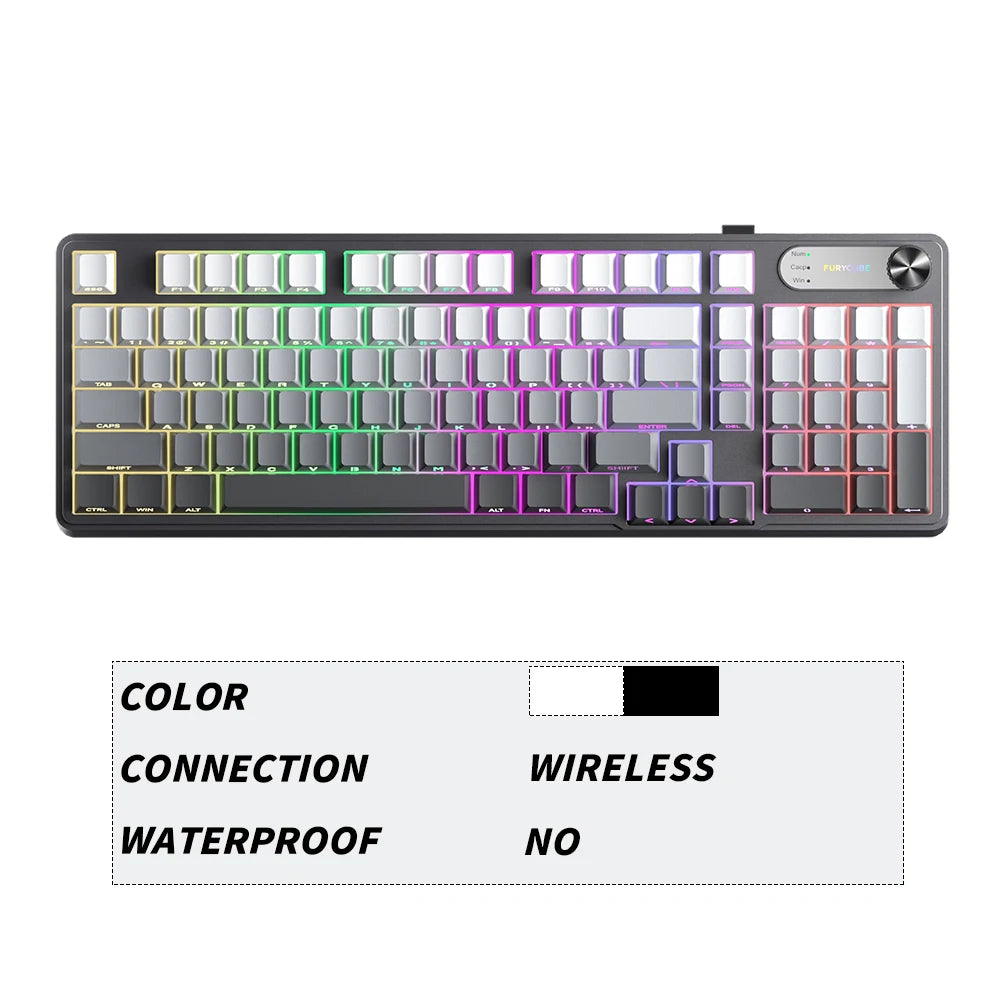 98 Keys Detachable Wired/Wireless Membrane Mechanical Feel Keyboard RGB with PBT Side-Lit