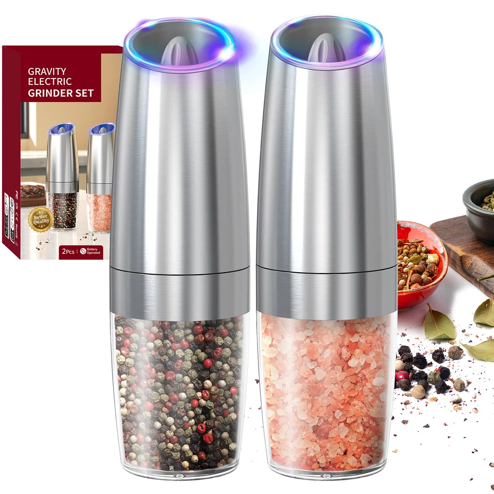 Metal Spice Mill Stainless Steel Mills Electric Salt Pepper Grinder Gravity Automatic