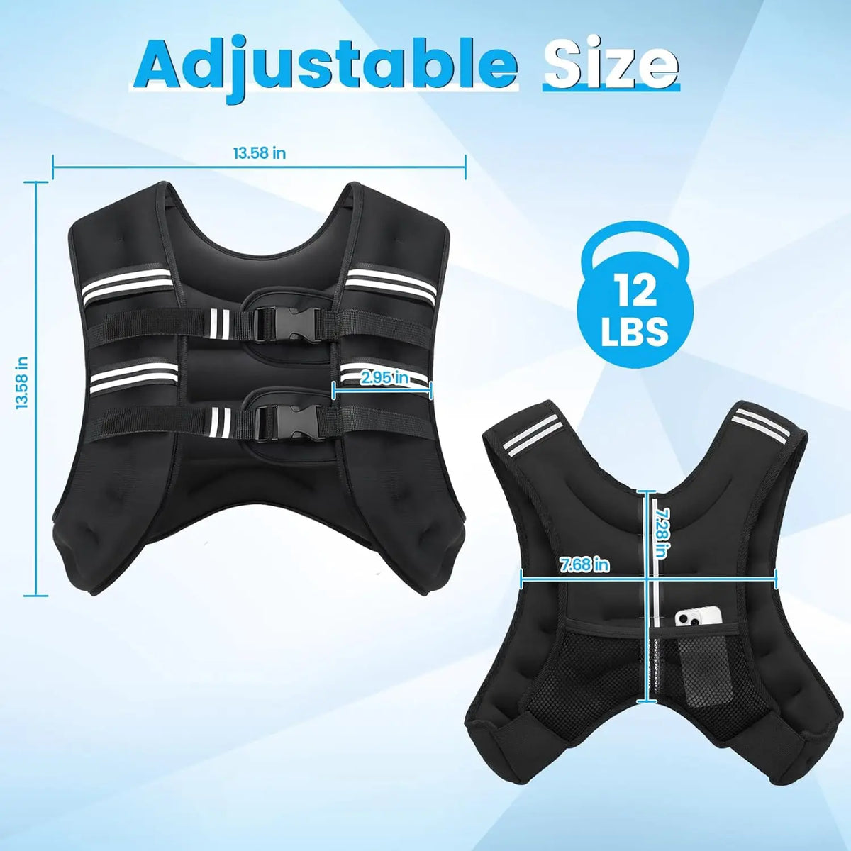 Custom Made Quick Release 12 LBS Weight Vest for Men Women Workout Strength Training Gym