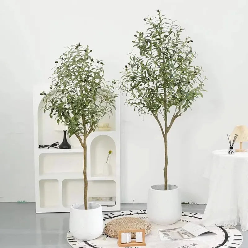 Artificial Olive Tree Plastic Eco-Friendly Potted Plant for Living Room Floor Interior