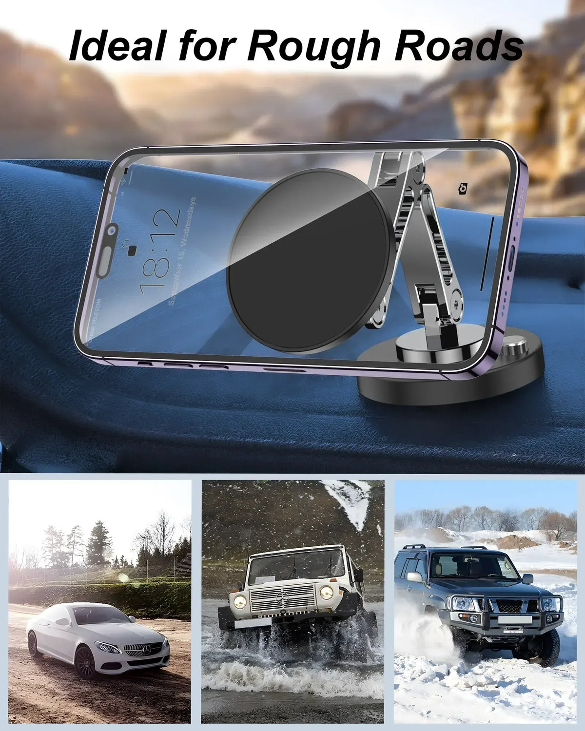 360 Degree Rotation Universal Cell Mobile Bracket Foldable Magnetic Car Phone Holder