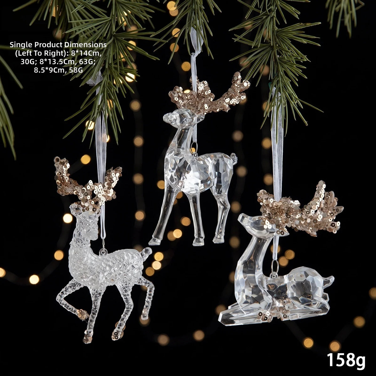 Christmas Ornaments Sequins Acrylic Transparent Snowflake Pendant Hanging Decor Christmas