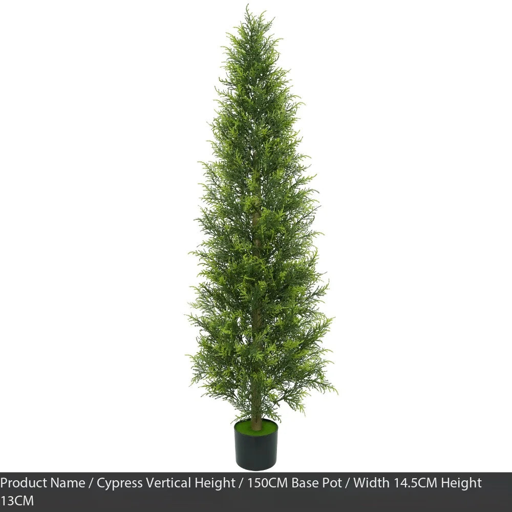 Realistic Artificial Cypress Topiary Tree Ball With Pot & Ground Spike, Indoor Outdoor
