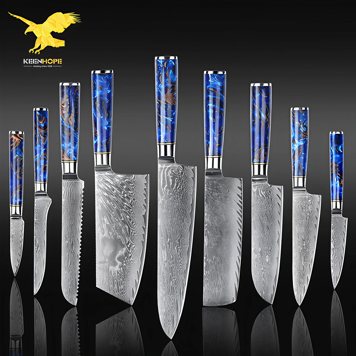 Professional 9PCS Japanese Damascus Steel Chef Knife Set 67 Layers VG10 Core Pinecone
