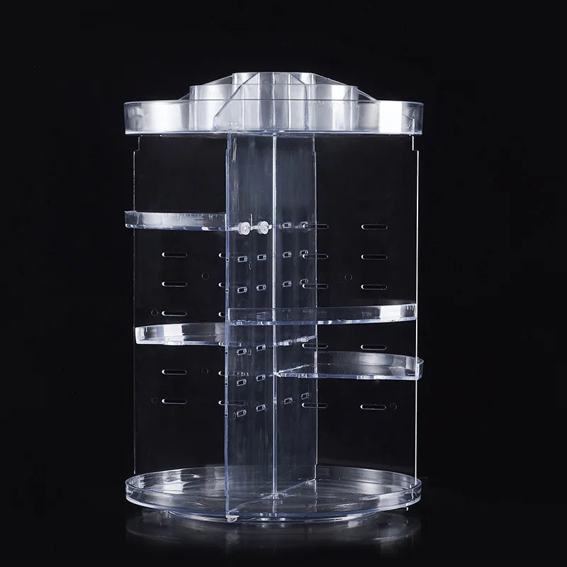 Rotating Transparent Acrylic Cosmetic Storage Box Desktop Organizer No Cover for Skincare