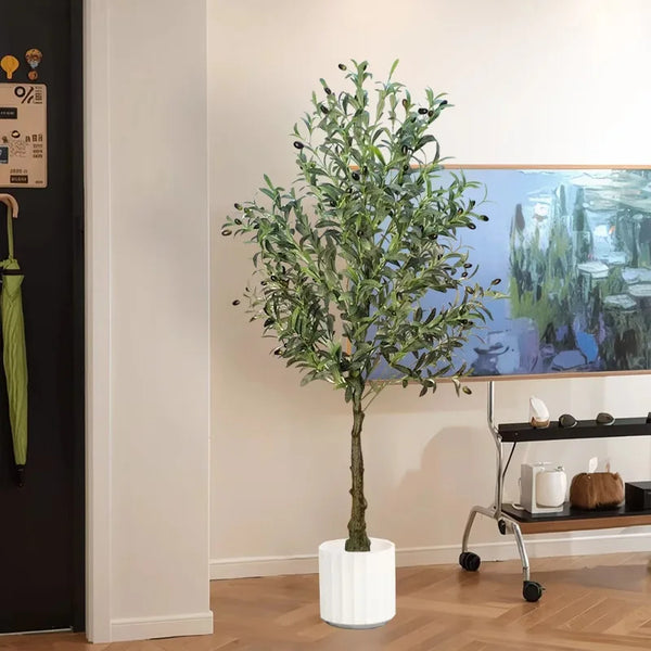 Artificial Olive Tree Plastic Eco-Friendly Potted Plant for Living Room Floor Interior