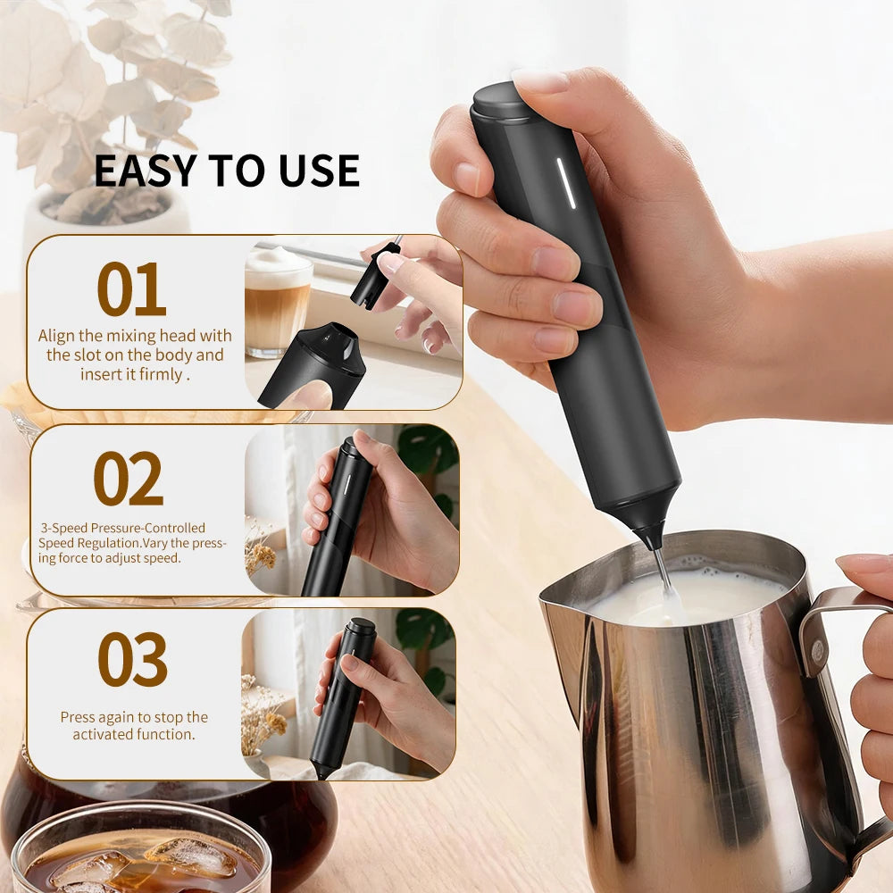 Kitchen Powerful Rechargeable Fast Handheld Drink Mixer Electric Whisk Milk Frother