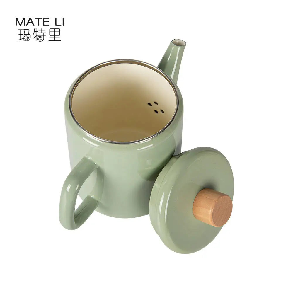 Custom Packaging Dark Green Geometric Enamel Gooseneck Pour Over Coffee Kettle