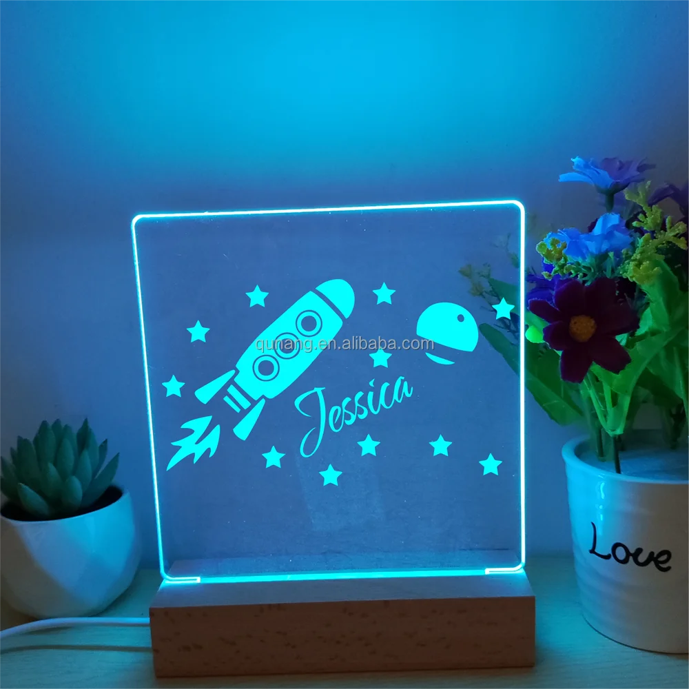 Personalized Unique Engraved Night Light Gifts for Kids Customized Name Moon and Stars