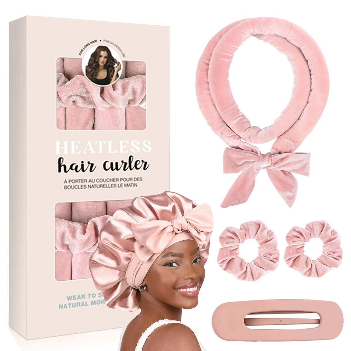 Luxury Velvet Heatless No Heat Curlers Overnight Headband with Filled Roller Frizz-Free