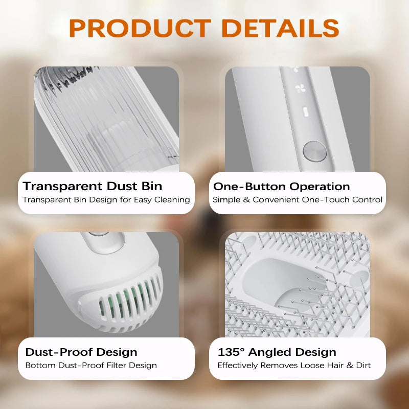 Professional 4-in-1 Pet Grooming Vacuum Cleaner Low Noise Portable Hair Removal Brush