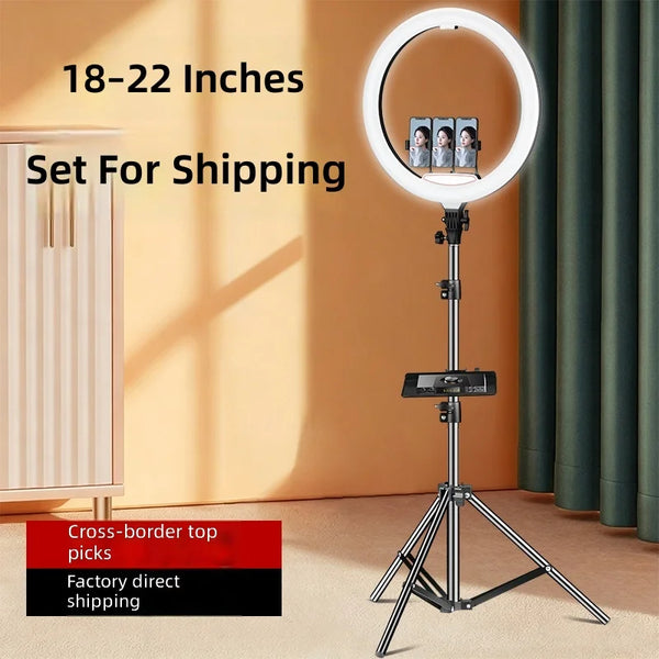 RGB 18-Inch LED Ring Light with 22-Inch Tripod and IP65 Rating for Live Streaming