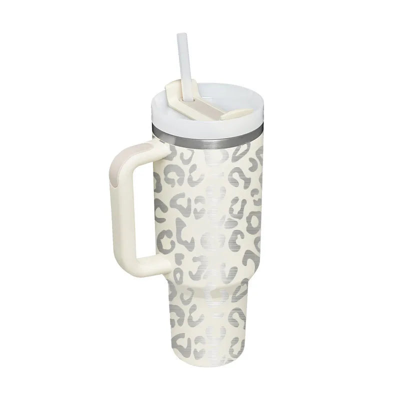304 Stainless Steel 40oz Double Wall Vacuum Insulated Tumbler with Straw and Hand Grip