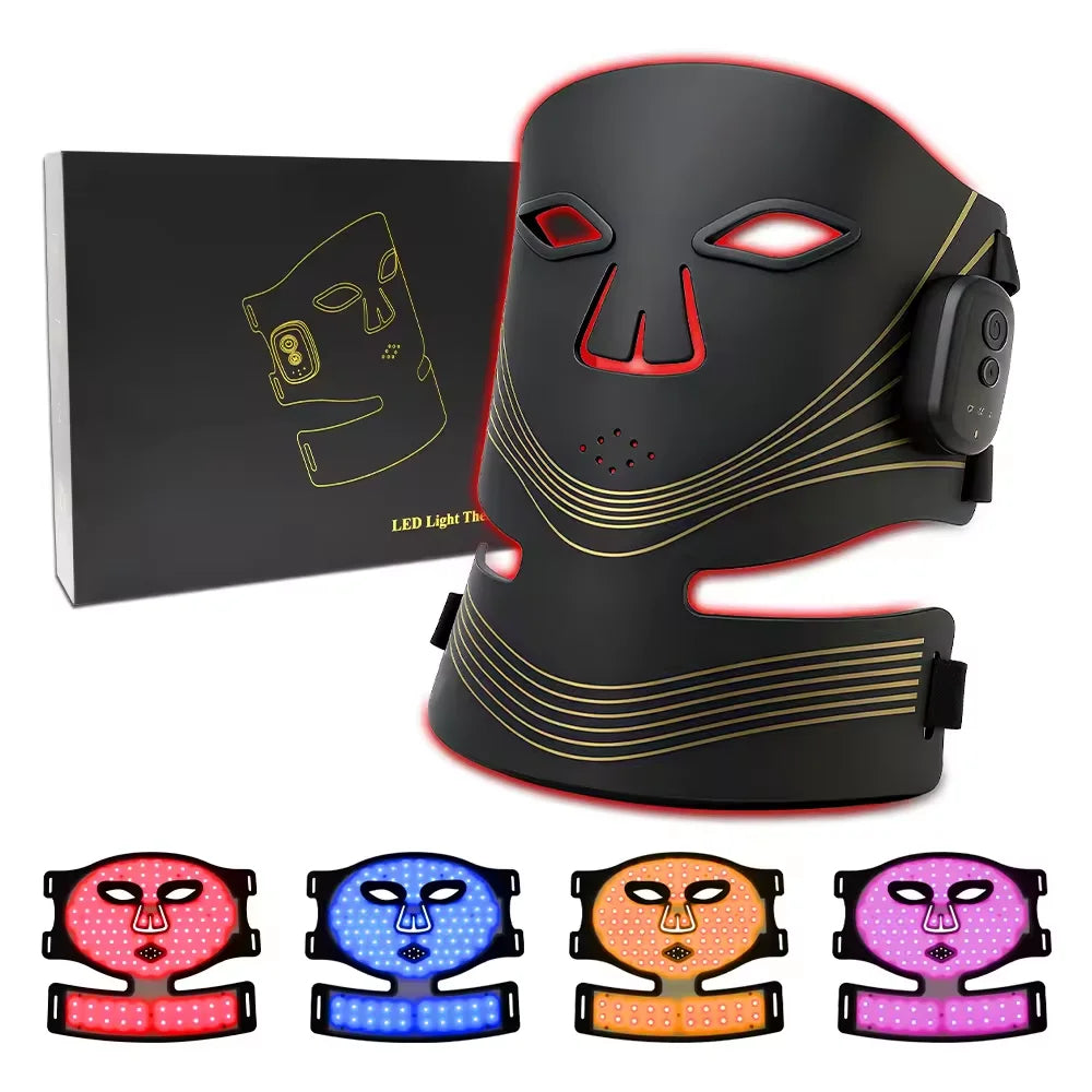 Silicone LED Face Mask with 4 Light Colors, 630nm Red and 850nm Infrared