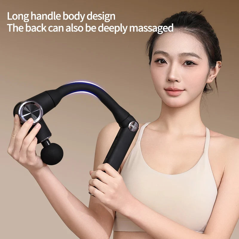 Professional Adjustable Angle Massage Gun 4 Heads Deep Tissue Percussion Portable