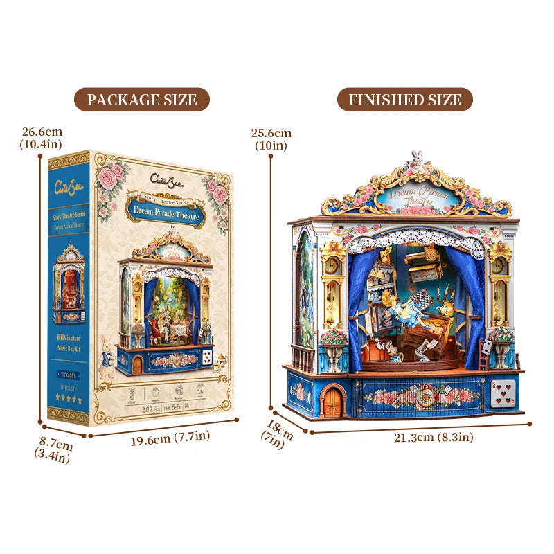 DIY Mechanical Dream Parade Theatre Wooden Book Nook Kit