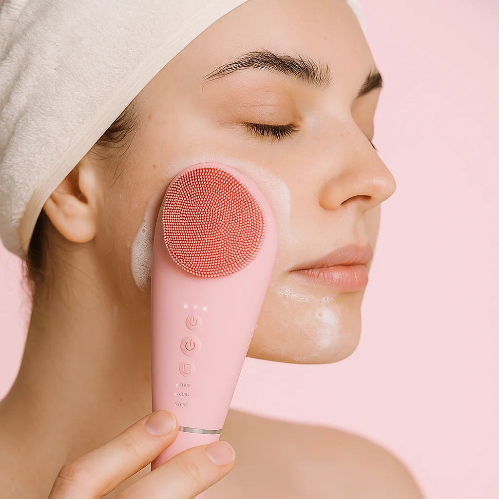 Electric Silicone Face Cleaning Brush Waterproof Face Scrubber Massager Sonic Vibrating