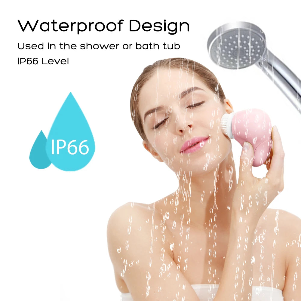 5 in 1 Face Exfoliating Electric Facial Cleaner Silicone Scrub Pore Cleaner Spin Sonic