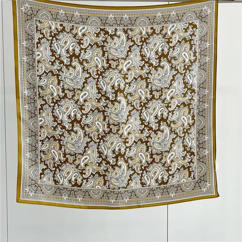 100% Mulberry Silk Animal Print Customizable 70x70cm Square Scarf for Women with Digital