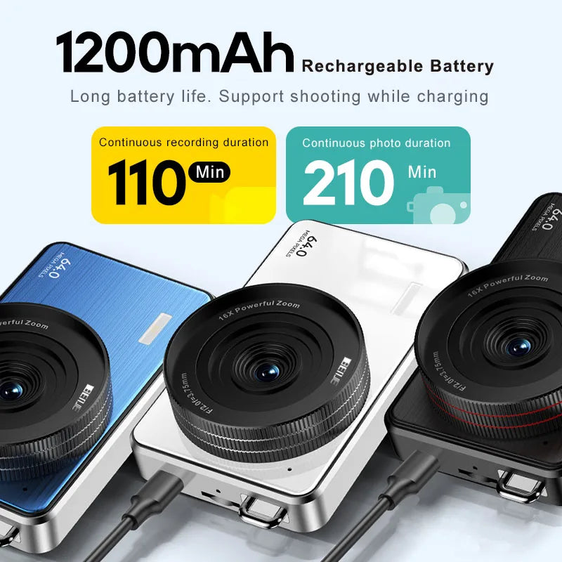 New Popular 2.8 Inch HD Digital Camera for Students Video Camera 2.7K 64MP IPS Screen 16X