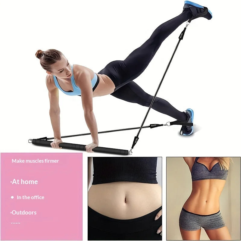 Yoga Fitness Adjustable Pilates Bar Kit TPE Material Bag Packaging 3-Section Detachable