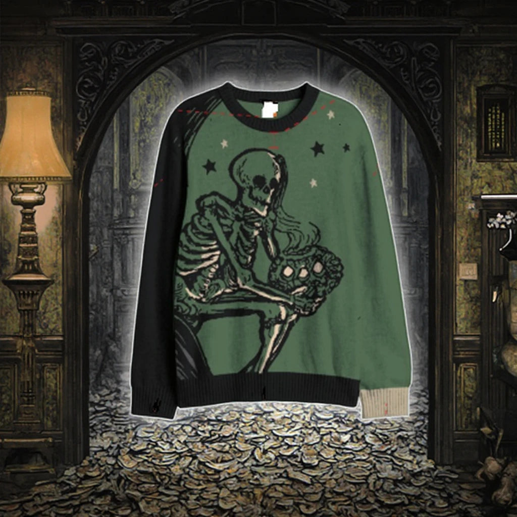 Skeleton Jack Crew Sweater Halloween Holiday Sweater