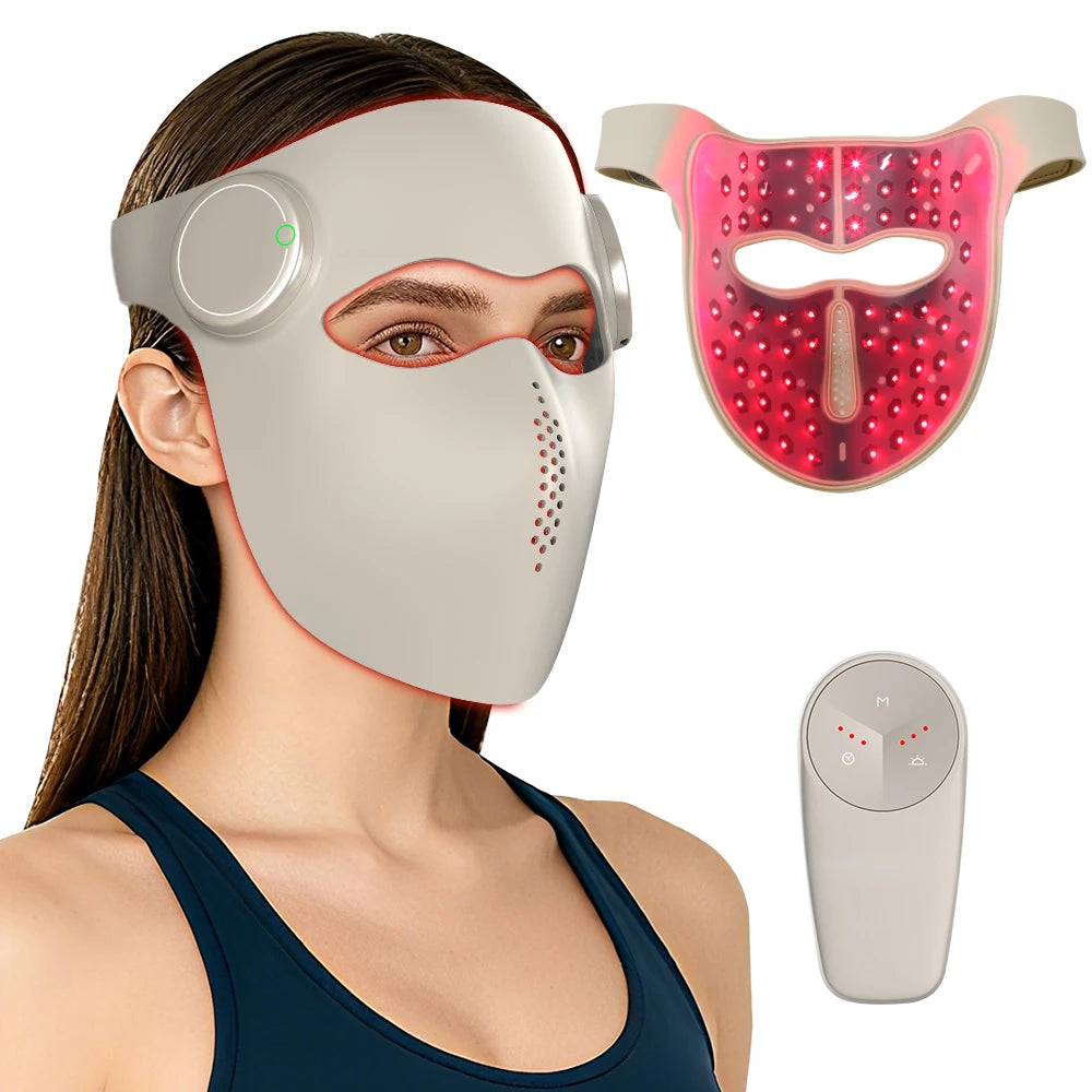 Wireless LED Face Mask with Red and Infrared Light Modes, 9 Colors