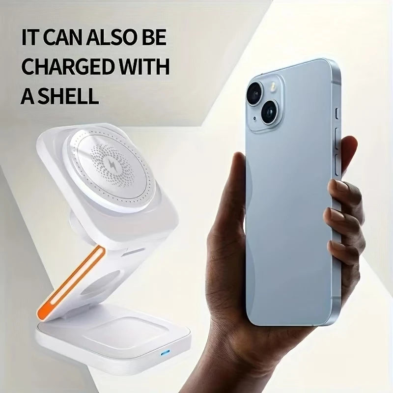 Fast Wireless Charger, Magnetic Foldable 3 in 1 Charging Station for IPhone, 5W Portable