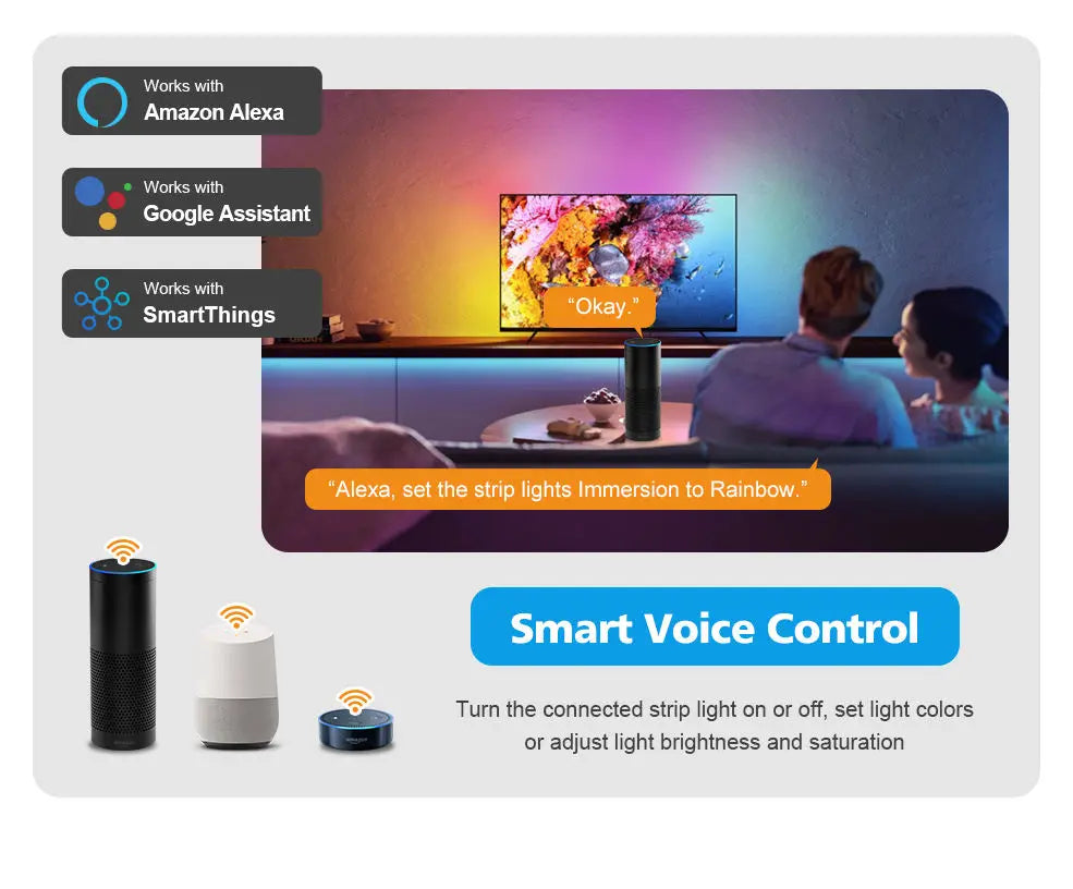 Smart WIFI Ambient Dream Color RGB DC12V Led Strip Light 60inch 120inch Sync TV Backlight