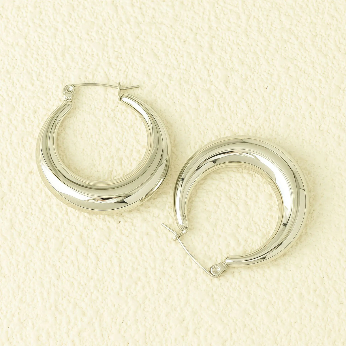 Charm Chunky Hoop Earrings Stainless Steel Metal 18K Gold Plated Waterproof Huggie