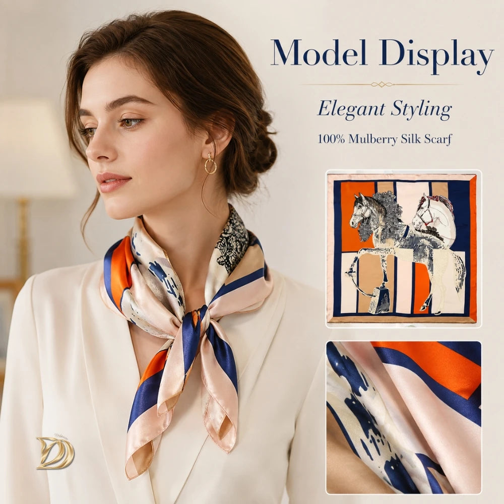 Custom Silk Shawl 100% Mulberry Silk Chinoiserie Twill Scarf 90x90cm Silk Neckerchief