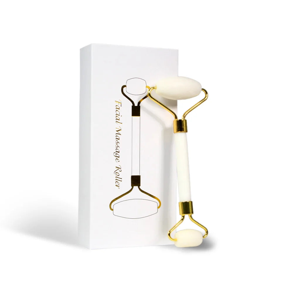 Natural ClassA+ White Jade Roller and Guasha Set for Skin Tighten and Massage