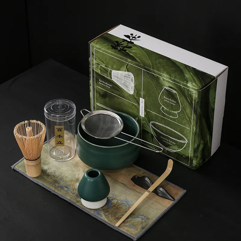 7PCS Gift Box Professional Matcha Kit Luxury Japanese Chawan Matcha Whisk Set