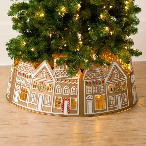 LED Gingerbread House Christmas Tree Collar, PVC, 26 or 28 Inch