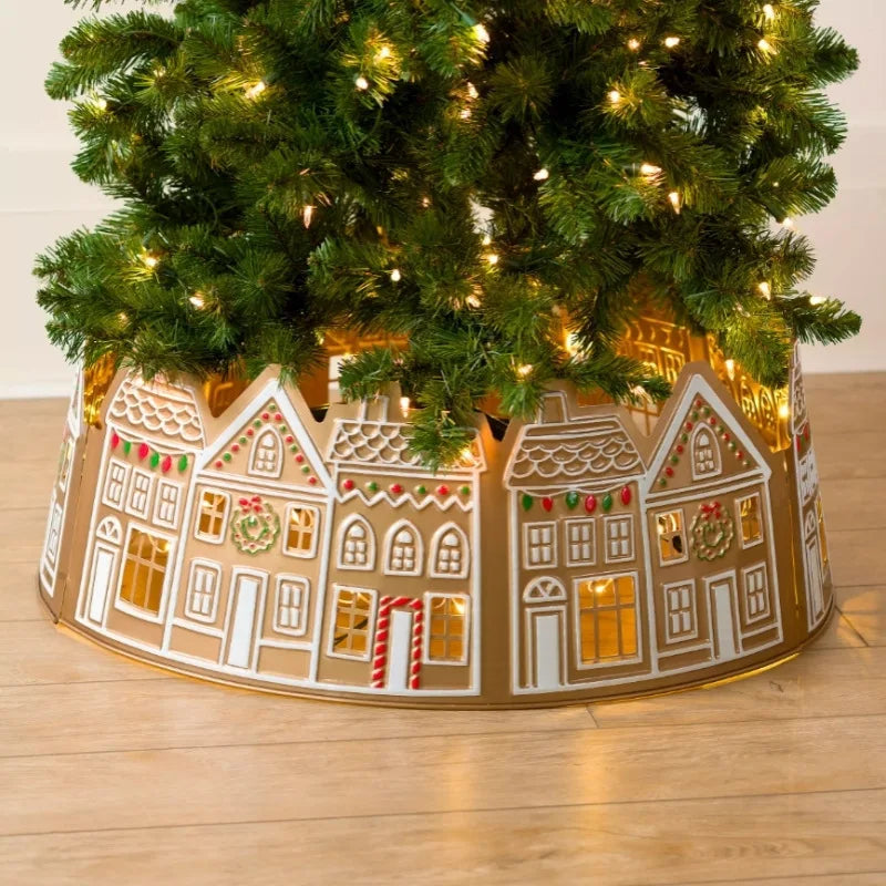 New LED PVC Gingerbread House Christmas Tree Collar Decoration European & American Style