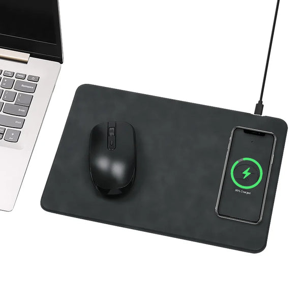 15W Quick Charge Wireless Charging Mouse Pad Office PU Leather Advertising Mouse Mat