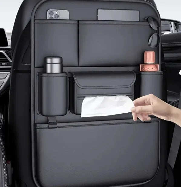 Black Car Back Seat Organizer Foldable Tray Table Storage Bag with Cup Holders Phone Card
