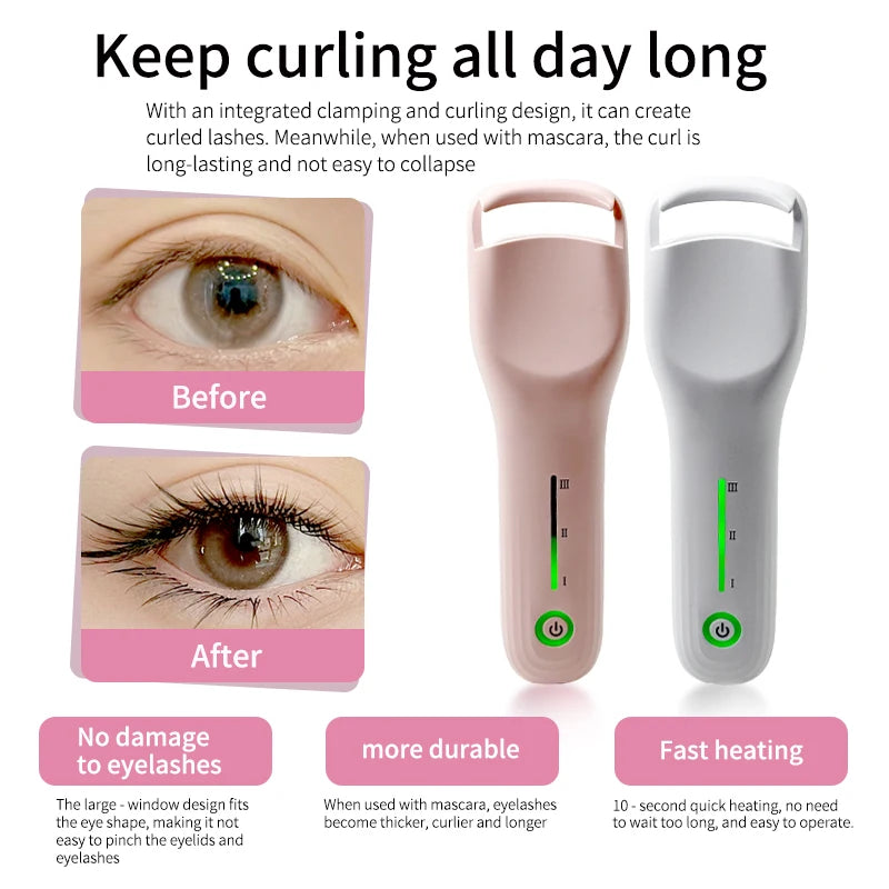 New Heated Lash Brush 360° Wand-Style Fast Heating Rechargeable Heated Eyelash Curler