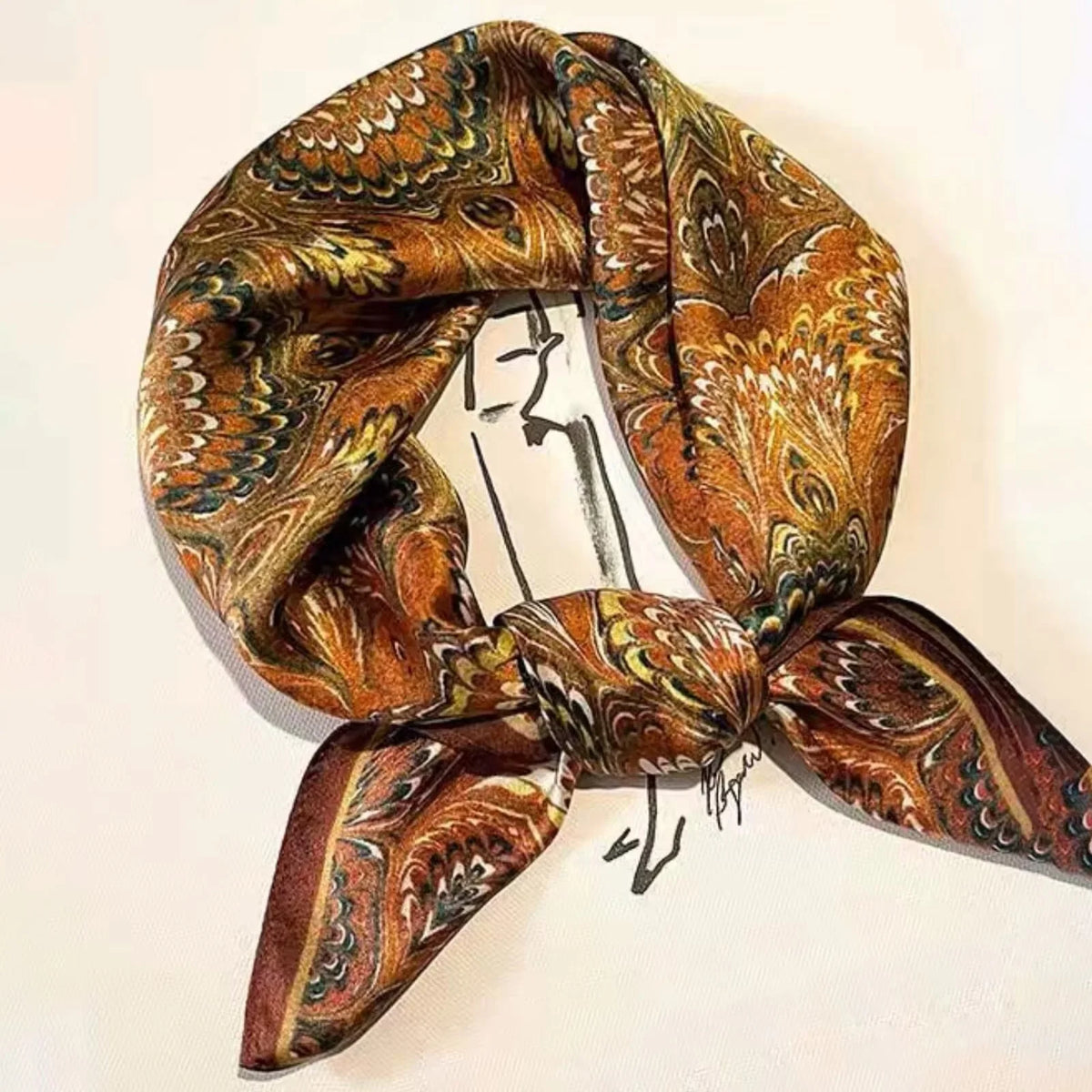 Floral Print Pure Mulberry Silk Square Scarf Women Soft Smooth Lightweight Contrast