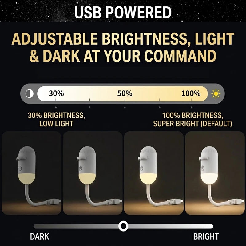USB Galaxy Projector Night Light Flexible Gooseneck Starry Sky Projection Bedside Lamp