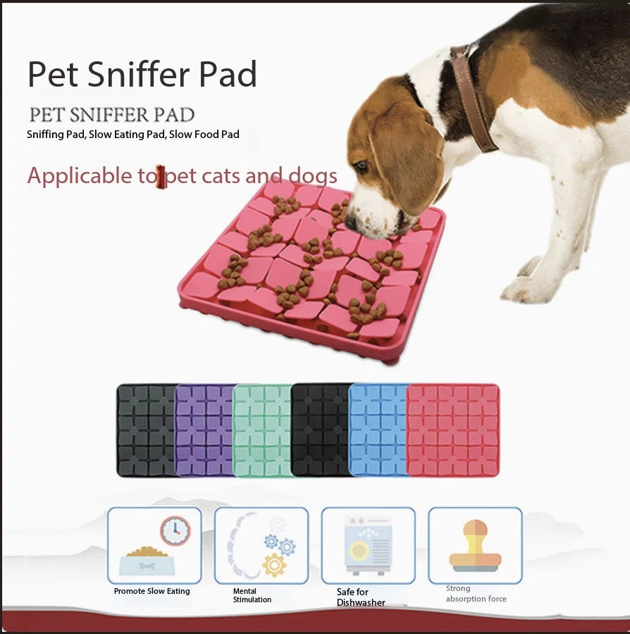 Pet Slow Feeder Silicone Lick Mat with Suction Cups Portable Interactive Sniffing Pad