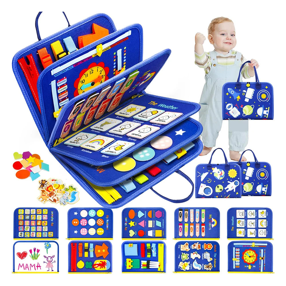 Felt Montessori Kids Educational Learning Busy Board Plane Car Rides Travel Busy Book Toy