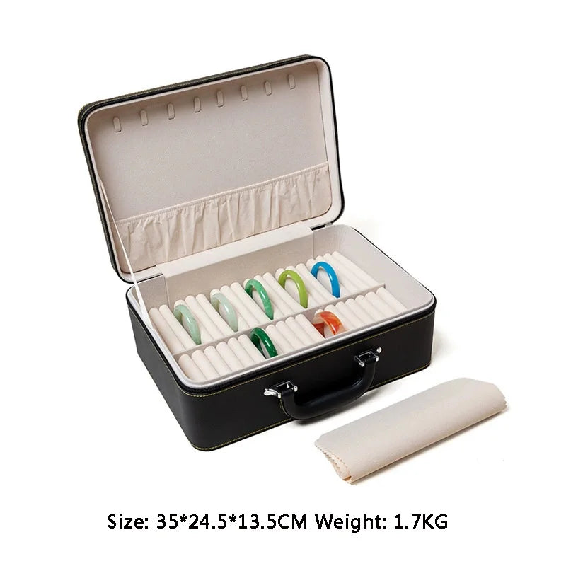 High End Premium Travel Jewelry Organizer Multi-Layer Jewelry Suitcase With Handle