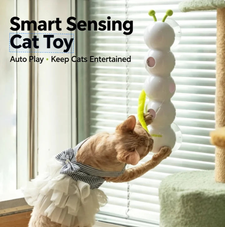 Electric Caterpillar Cat Toy Automatic Self Amusing Smart Sensor Teaser with Suction Cup