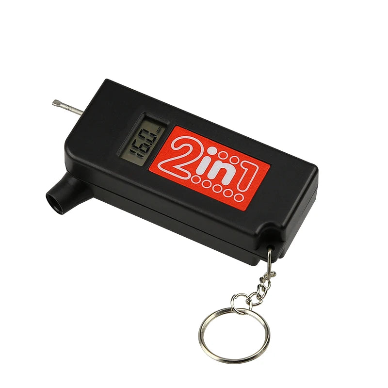 Measure Tire Tread Depth Gauge Key-Chain Mini Digital Tire Pressure Gauge for Car Bike